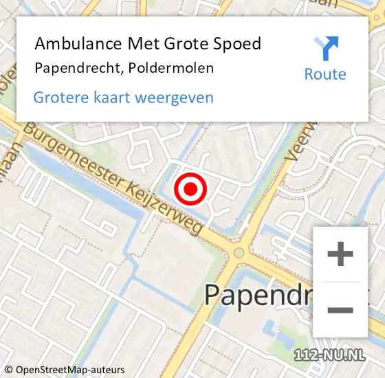 Locatie op kaart van de 112 melding: Ambulance Met Grote Spoed Naar Papendrecht, Poldermolen op 16 mei 2024 11:33