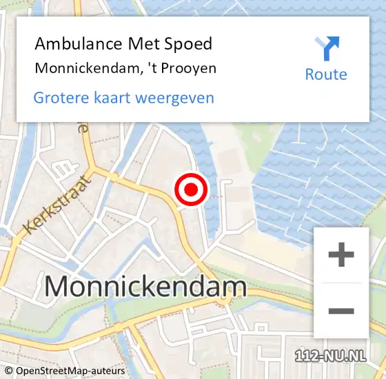 Locatie op kaart van de 112 melding: Ambulance Met Spoed Naar Monnickendam, 't Prooyen op 16 mei 2024 11:38