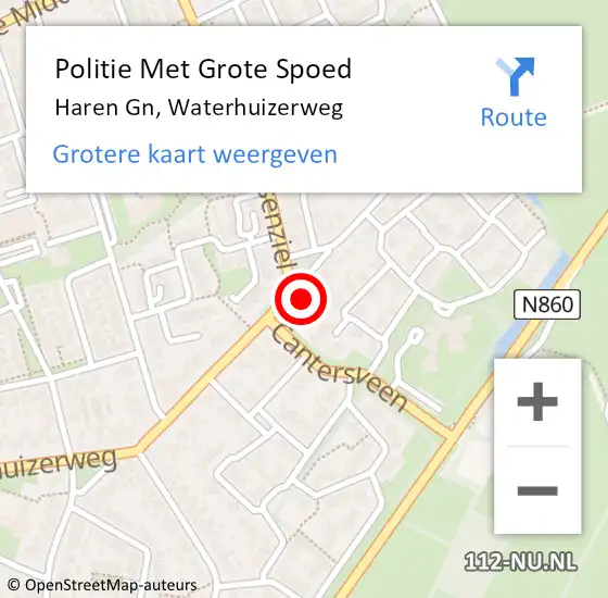 Locatie op kaart van de 112 melding: Politie Met Grote Spoed Naar Haren Gn, Waterhuizerweg op 16 mei 2024 11:40