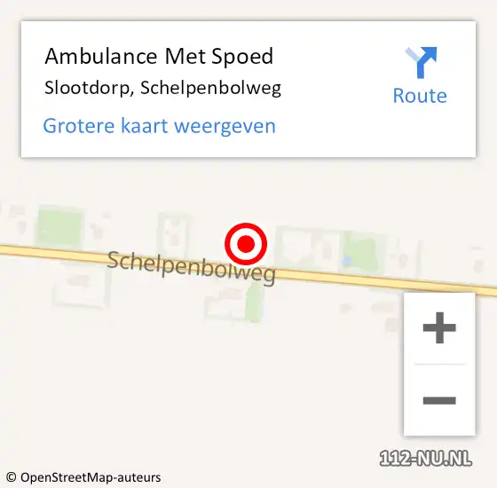 Locatie op kaart van de 112 melding: Ambulance Met Spoed Naar Slootdorp, Schelpenbolweg op 16 mei 2024 11:44