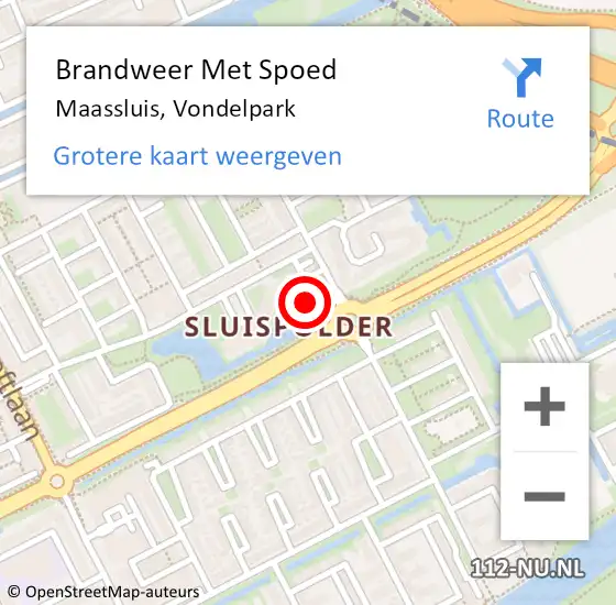 Locatie op kaart van de 112 melding: Brandweer Met Spoed Naar Maassluis, Vondelpark op 16 mei 2024 11:45