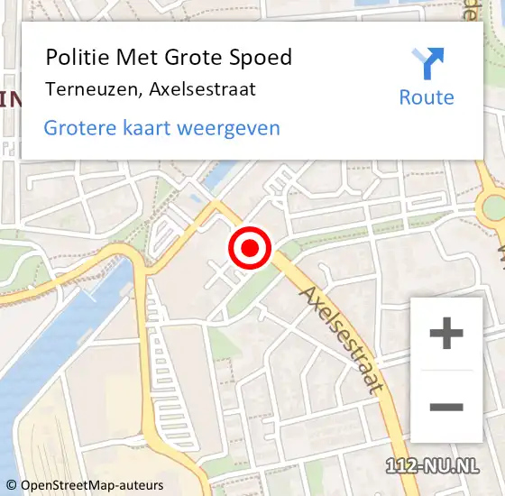 Locatie op kaart van de 112 melding: Politie Met Grote Spoed Naar Terneuzen, Axelsestraat op 16 mei 2024 11:49