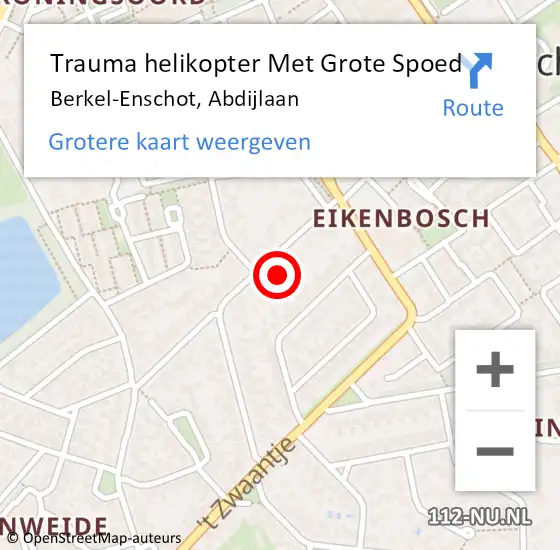 Locatie op kaart van de 112 melding: Trauma helikopter Met Grote Spoed Naar Berkel-Enschot, Abdijlaan op 16 mei 2024 11:59