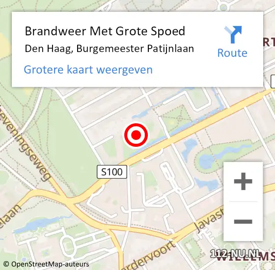 Locatie op kaart van de 112 melding: Brandweer Met Grote Spoed Naar Den Haag, Burgemeester Patijnlaan op 16 mei 2024 12:11