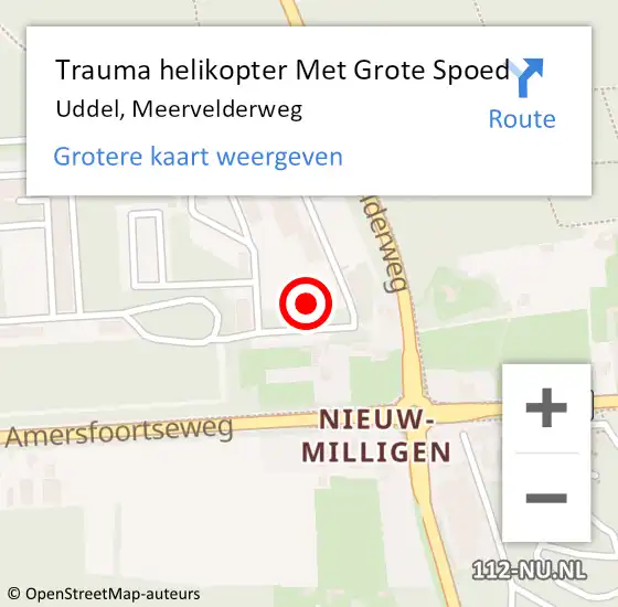 Locatie op kaart van de 112 melding: Trauma helikopter Met Grote Spoed Naar Uddel, Meervelderweg op 16 mei 2024 12:15