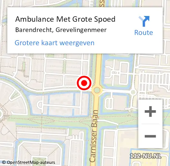 Locatie op kaart van de 112 melding: Ambulance Met Grote Spoed Naar Barendrecht, Grevelingenmeer op 16 mei 2024 12:19