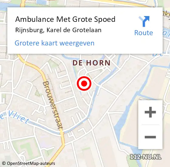 Locatie op kaart van de 112 melding: Ambulance Met Grote Spoed Naar Rijnsburg, Karel de Grotelaan op 16 mei 2024 12:20