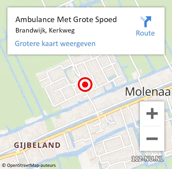 Locatie op kaart van de 112 melding: Ambulance Met Grote Spoed Naar Brandwijk, Kerkweg op 16 mei 2024 12:23