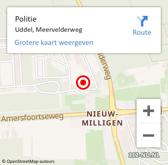 Locatie op kaart van de 112 melding: Politie Uddel, Meervelderweg op 16 mei 2024 12:26