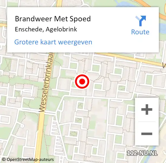 Locatie op kaart van de 112 melding: Brandweer Met Spoed Naar Enschede, Agelobrink op 16 mei 2024 12:31