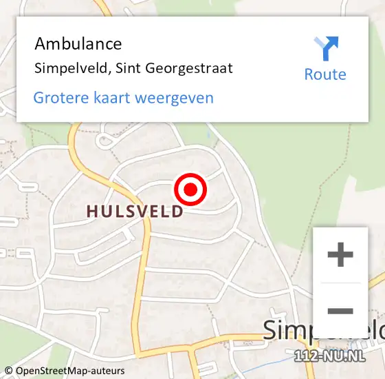 Locatie op kaart van de 112 melding: Ambulance Simpelveld, Sint Georgestraat op 6 oktober 2014 08:33