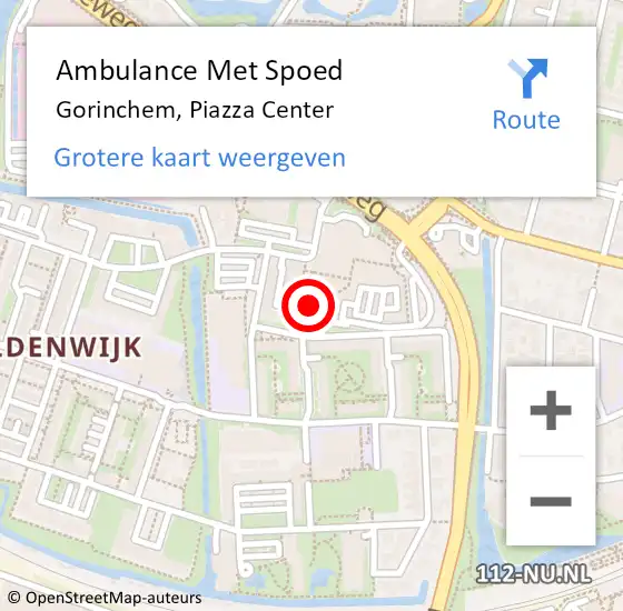 Locatie op kaart van de 112 melding: Ambulance Met Spoed Naar Gorinchem, Piazza Center op 16 mei 2024 12:38