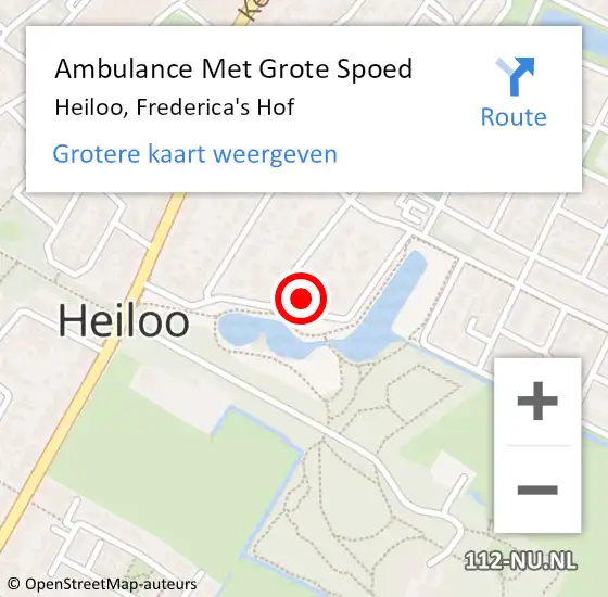 Locatie op kaart van de 112 melding: Ambulance Met Grote Spoed Naar Heiloo, Frederica's Hof op 16 mei 2024 12:49