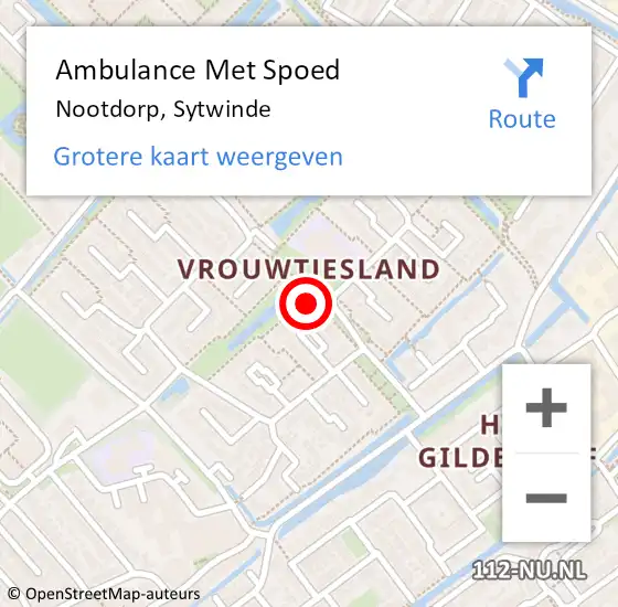 Locatie op kaart van de 112 melding: Ambulance Met Spoed Naar Nootdorp, Sytwinde op 16 mei 2024 12:56