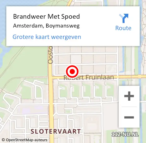 Locatie op kaart van de 112 melding: Brandweer Met Spoed Naar Amsterdam, Boymansweg op 16 mei 2024 12:58