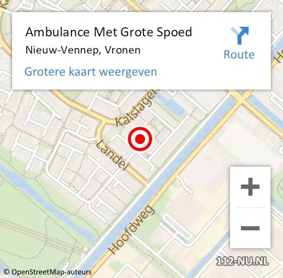 Locatie op kaart van de 112 melding: Ambulance Met Grote Spoed Naar Nieuw-Vennep, Vronen op 16 mei 2024 13:06