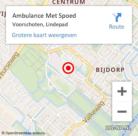 Locatie op kaart van de 112 melding: Ambulance Met Spoed Naar Voorschoten, Lindepad op 16 mei 2024 13:07