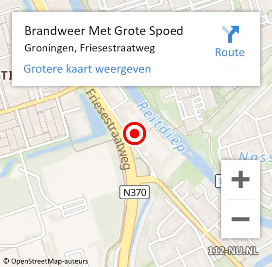Locatie op kaart van de 112 melding: Brandweer Met Grote Spoed Naar Groningen, Friesestraatweg op 16 mei 2024 13:19