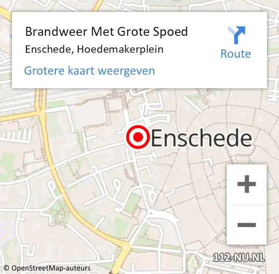 Locatie op kaart van de 112 melding: Brandweer Met Grote Spoed Naar Enschede, Hoedemakerplein op 16 mei 2024 13:20