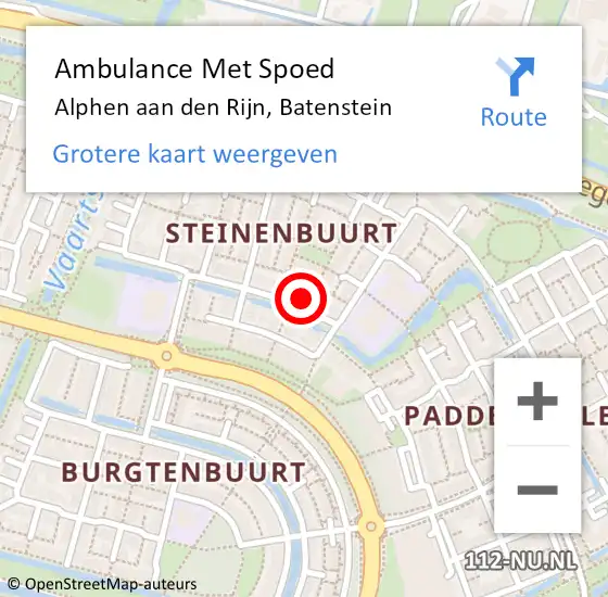 Locatie op kaart van de 112 melding: Ambulance Met Spoed Naar Alphen aan den Rijn, Batenstein op 16 mei 2024 13:20
