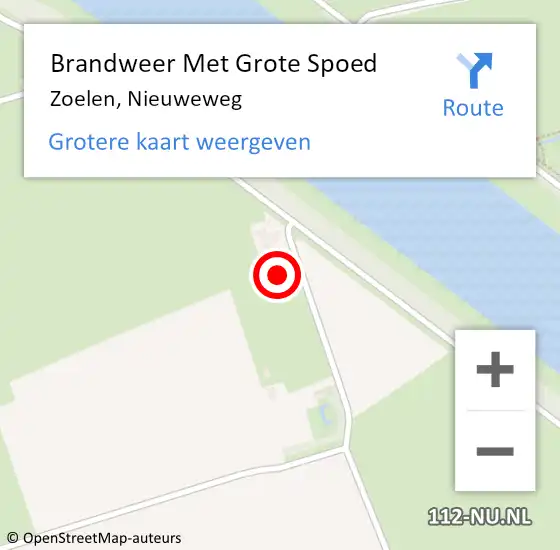 Locatie op kaart van de 112 melding: Brandweer Met Grote Spoed Naar Zoelen, Nieuweweg op 16 mei 2024 13:23