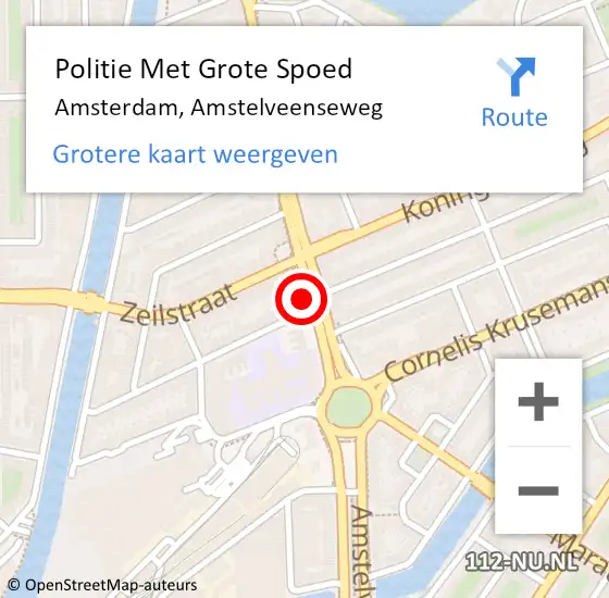 Locatie op kaart van de 112 melding: Politie Met Grote Spoed Naar Amsterdam, Amstelveenseweg op 16 mei 2024 13:47