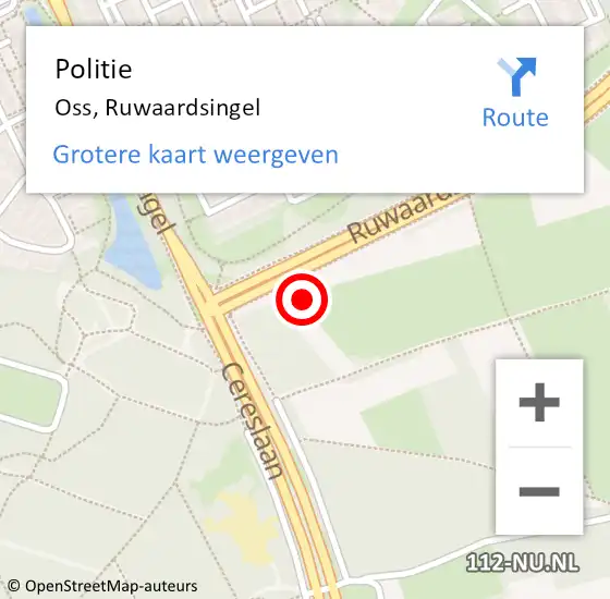 Locatie op kaart van de 112 melding: Politie Oss, Ruwaardsingel op 16 mei 2024 13:47