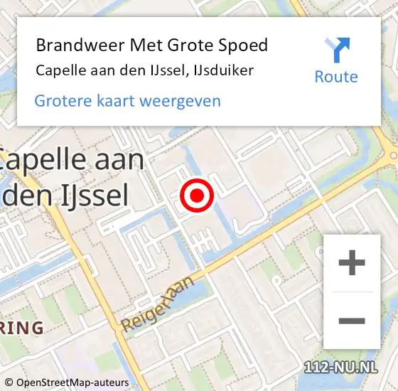 Locatie op kaart van de 112 melding: Brandweer Met Grote Spoed Naar Capelle aan den IJssel, IJsduiker op 16 mei 2024 13:49