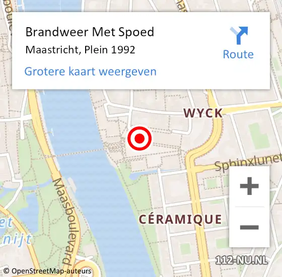 Locatie op kaart van de 112 melding: Brandweer Met Spoed Naar Maastricht, Plein 1992 op 16 mei 2024 13:59