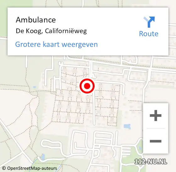 Locatie op kaart van de 112 melding: Ambulance De Koog, Californiëweg op 16 mei 2024 14:06