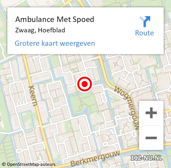 Locatie op kaart van de 112 melding: Ambulance Met Spoed Naar Zwaag, Hoefblad op 16 mei 2024 14:11