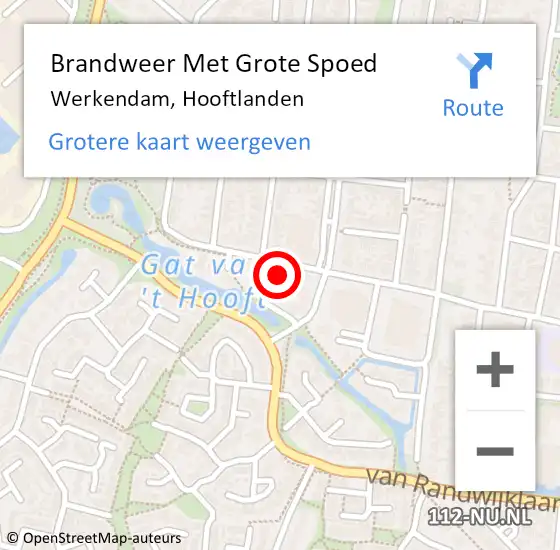 Locatie op kaart van de 112 melding: Brandweer Met Grote Spoed Naar Werkendam, Hooftlanden op 16 mei 2024 14:11