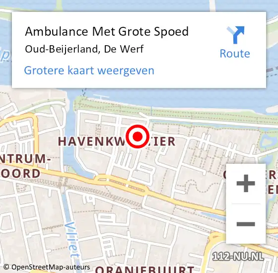 Locatie op kaart van de 112 melding: Ambulance Met Grote Spoed Naar Oud-Beijerland, De Werf op 16 mei 2024 14:14