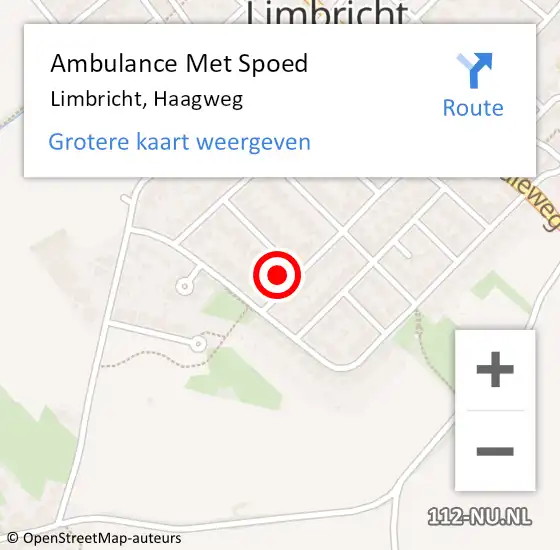 Locatie op kaart van de 112 melding: Ambulance Met Spoed Naar Limbricht, Haagweg op 6 oktober 2014 08:47