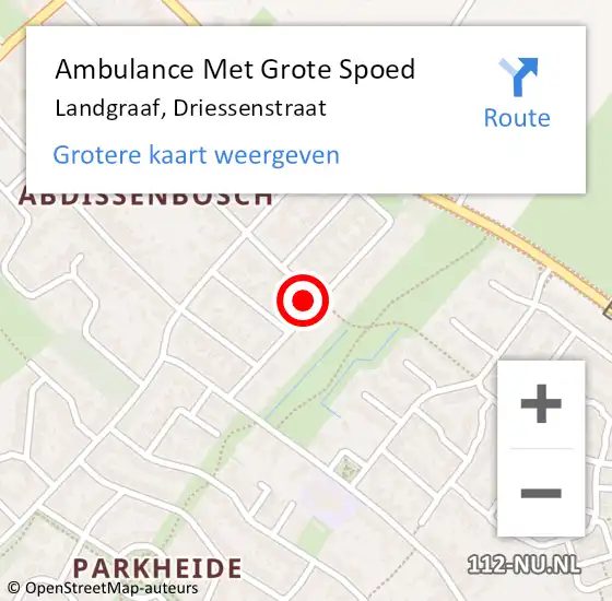 Locatie op kaart van de 112 melding: Ambulance Met Grote Spoed Naar Landgraaf, Driessenstraat op 6 oktober 2014 08:50