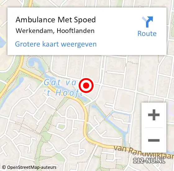 Locatie op kaart van de 112 melding: Ambulance Met Spoed Naar Werkendam, Hooftlanden op 16 mei 2024 15:01