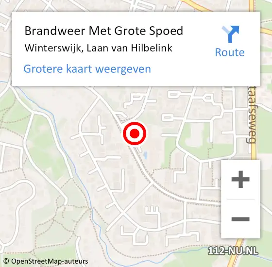 Locatie op kaart van de 112 melding: Brandweer Met Grote Spoed Naar Winterswijk, Laan van Hilbelink op 16 mei 2024 15:09