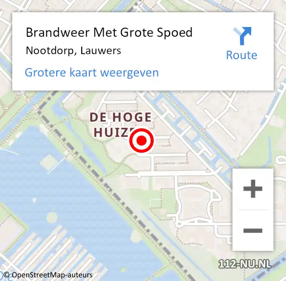 Locatie op kaart van de 112 melding: Brandweer Met Grote Spoed Naar Nootdorp, Lauwers op 16 mei 2024 15:09