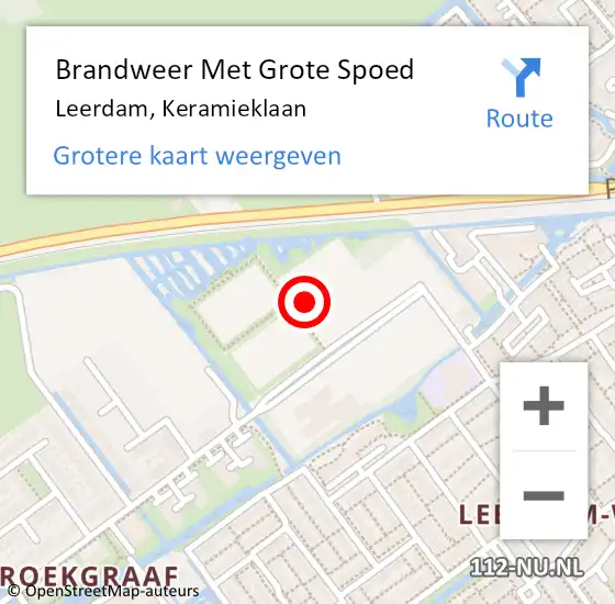 Locatie op kaart van de 112 melding: Brandweer Met Grote Spoed Naar Leerdam, Keramieklaan op 16 mei 2024 15:12