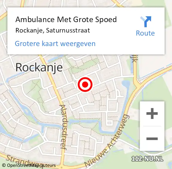 Locatie op kaart van de 112 melding: Ambulance Met Grote Spoed Naar Rockanje, Saturnusstraat op 16 mei 2024 15:19
