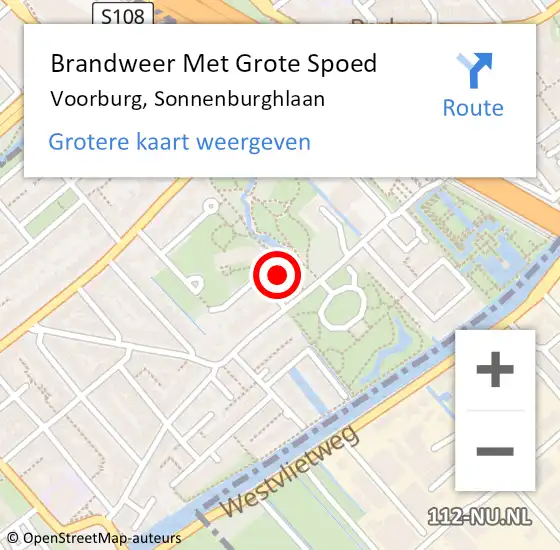 Locatie op kaart van de 112 melding: Brandweer Met Grote Spoed Naar Voorburg, Sonnenburghlaan op 16 mei 2024 15:24