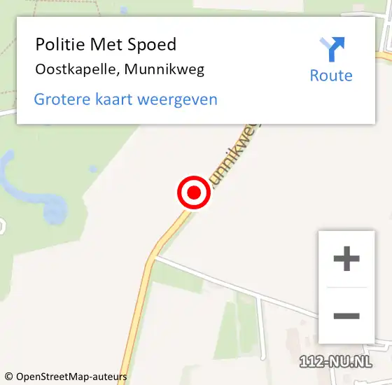 Locatie op kaart van de 112 melding: Politie Met Spoed Naar Oostkapelle, Munnikweg op 16 mei 2024 15:35