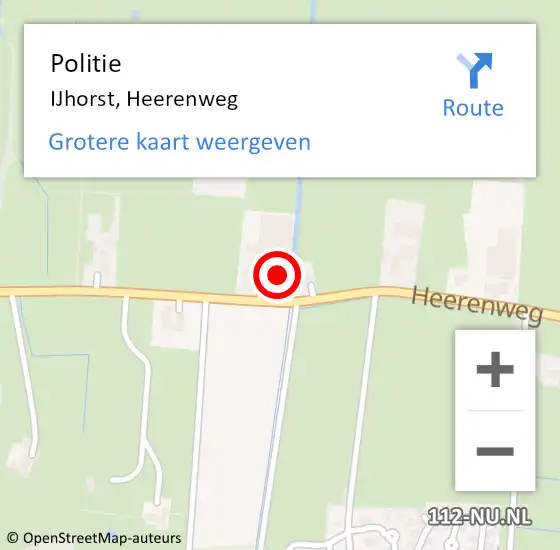 Locatie op kaart van de 112 melding: Politie IJhorst, Heerenweg op 16 mei 2024 15:37
