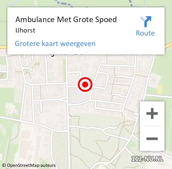 Locatie op kaart van de 112 melding: Ambulance Met Grote Spoed Naar IJhorst op 16 mei 2024 15:37