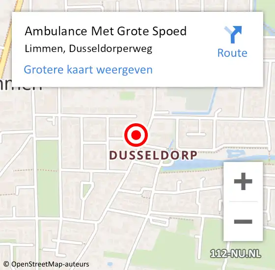 Locatie op kaart van de 112 melding: Ambulance Met Grote Spoed Naar Limmen, Dusseldorperweg op 16 mei 2024 15:37