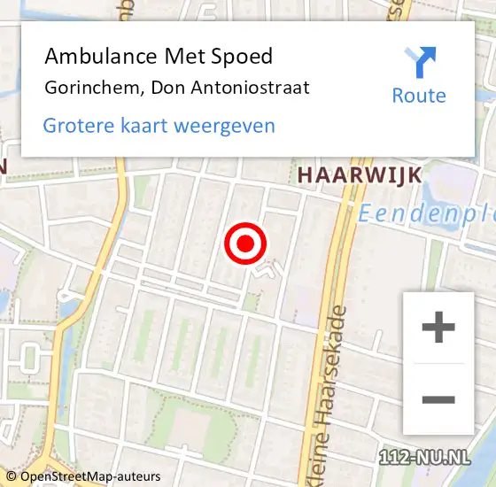 Locatie op kaart van de 112 melding: Ambulance Met Spoed Naar Gorinchem, Don Antoniostraat op 16 mei 2024 15:38