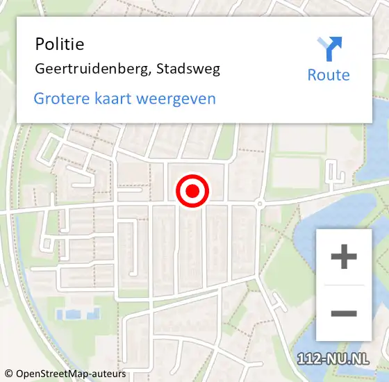 Locatie op kaart van de 112 melding: Politie Geertruidenberg, Stadsweg op 16 mei 2024 15:45