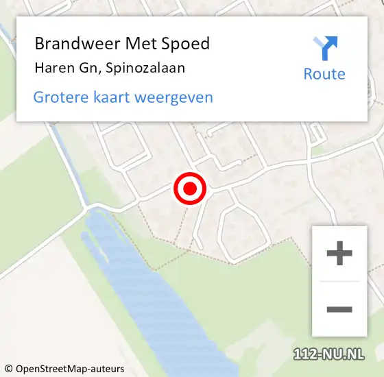 Locatie op kaart van de 112 melding: Brandweer Met Spoed Naar Haren Gn, Spinozalaan op 16 mei 2024 15:47