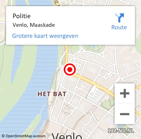 Locatie op kaart van de 112 melding: Politie Venlo, Maaskade op 16 mei 2024 15:53
