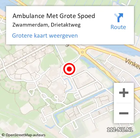 Locatie op kaart van de 112 melding: Ambulance Met Grote Spoed Naar Zwammerdam, Drietaktweg op 16 mei 2024 16:01